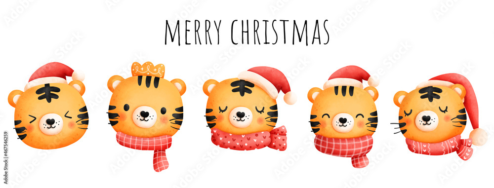Christmas tiger banner. Year of the Tiger. Vector illustration Christmas tiger banner. Year of the Tiger. Vector illustration