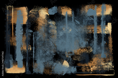 Abstract shapes in Grunge style. Universal elements on black background