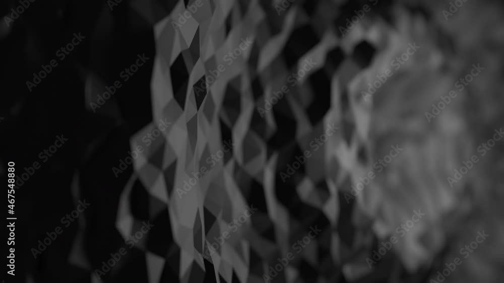 3D-Illustration of a triangle pattern moving in a wave motion, abstract dark background loop 3D-Illustration of a triangle pattern moving in a wave motion, abstract dark background loop