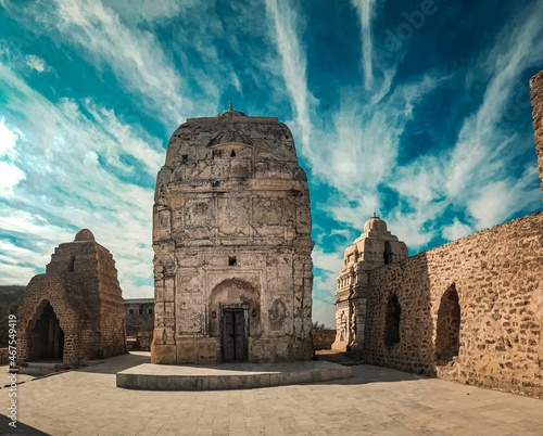 Choa SaidanShah, Chakwal, Pakistan - December, 29, 2019: Shri Katas Raj is a complex of several Hindu temples and  a pond named Katas which is sacred to Hindus. The site is almost 5000 years old! photo