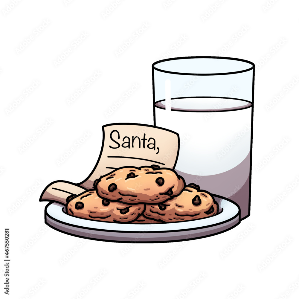 Cartoon Milk And Cookies For Santa Stock Vector | Adobe Stock Cartoon Milk And Cookies For Santa Stock Vector | Adobe Stock