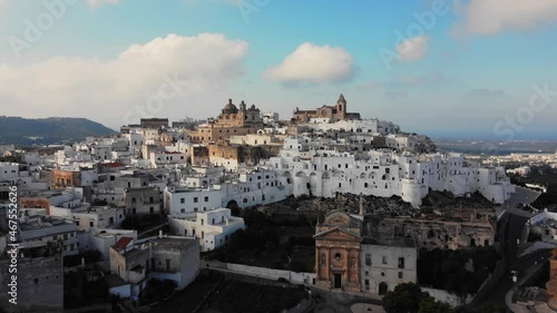 Aerial view over Ostuni in Italy also called the white city - travel photography