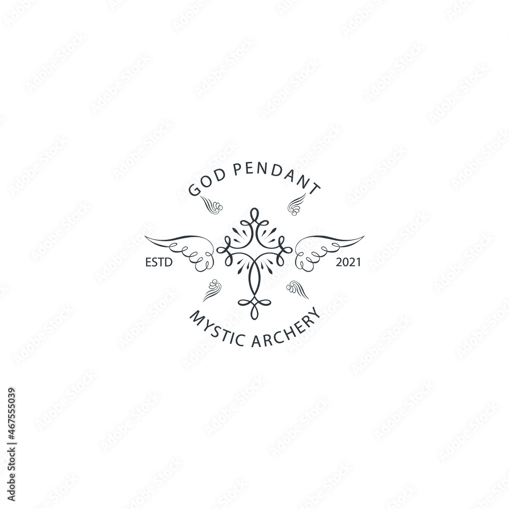 a mystical god pendant template or banner with a design style that provides a classic atmosphere and space with additional elements of decoration that tend to be antique.
