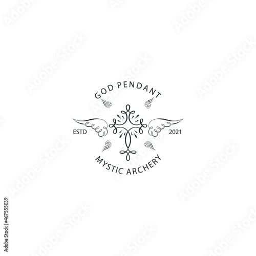 a mystical god pendant template or banner with a design style that provides a classic atmosphere and space with additional elements of decoration that tend to be antique.