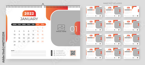 2022 Desk Calendar Print Ready Template, Print Ready 2022 Calendar design Template