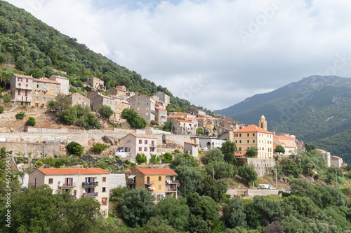 Olmeto town, Corsica island. Landscape photo taken on a summer day © evannovostro