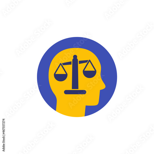 Rationality, rational thinking icon, flat design