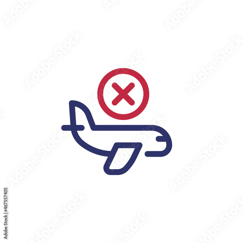 cancelled flight line icon on white