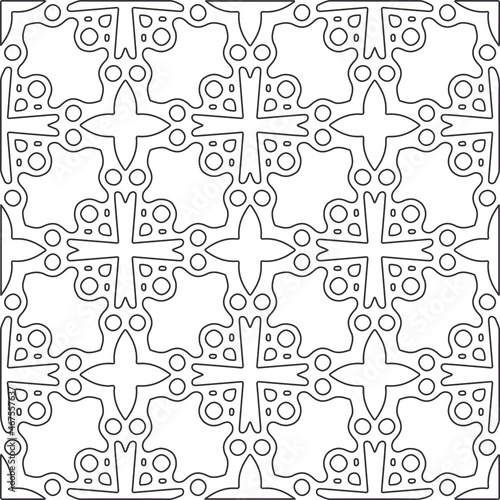 floral pattern background.Repeating geometric pattern from striped elements.   Black and white pattern. © t2k4