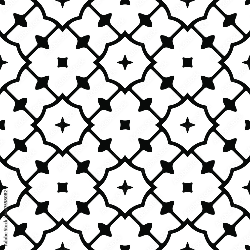 Vector seamless pattern. Modern stylish texture. Composition from regularly repeating geometrical element. Monochrome, simple. Vector illustrations. Black and white pattern.
Vector seamless pattern. Modern stylish texture. Composition from regularly repeating geometrical element. Monochrome, simple. Vector illustrations. Black and white pattern.