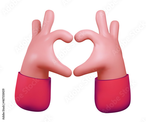 Heart or love hands sign gesture 3d rendered vector illustration isolated on white background.