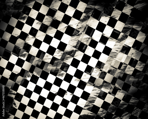 Intriguing abstraction, metallic shades. The textured surface creates an interesting perception of the pattern. Used a checkerboard pattern. There is grain, blur