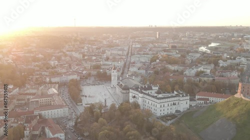 Vilnius cathedral square during beautiful evening from above
