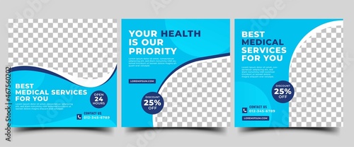 Health care social media post template design collection