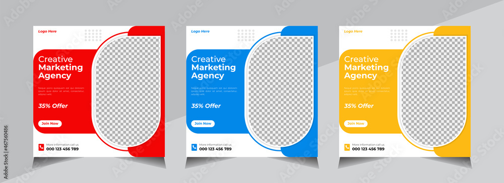 Creative Social Media banner Design, Business Social Media Post Template, Web Banner, Flyer, Unique Editable Red, Blue, Yellow Color Creative Social Media banner Design, Business Social Media Post Template, Web Banner, Flyer, Unique Editable Red, Blue, Yellow Color