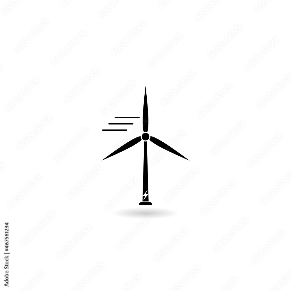 Generator wind turbine icon with shadow Generator wind turbine icon with shadow