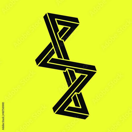 Optical illusion shapes, unreal geometric object. Impossible figures. Sacred geometry.