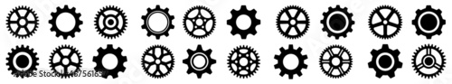 Gear icon set. Cogwheel collection in different shape. Gear wheel isolated on white background. Vector illustration