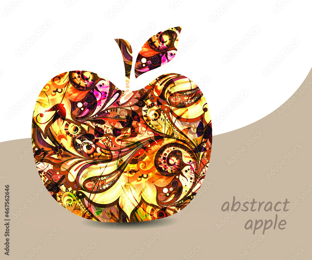 Vector illustration of an apple with a pattern, isolated art object Vector illustration of an apple with a pattern, isolated art object