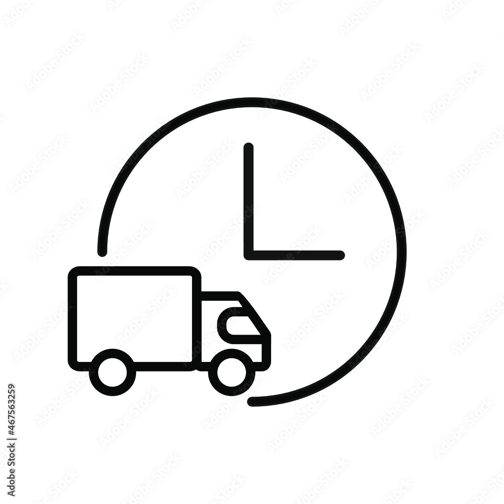 Delivery icon, truck with clock vector illustration Delivery icon, truck with clock vector illustration