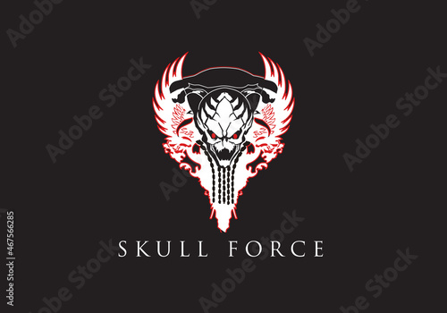 Millitary Skull Army logo premium,can used for soldier,warrior and community sign