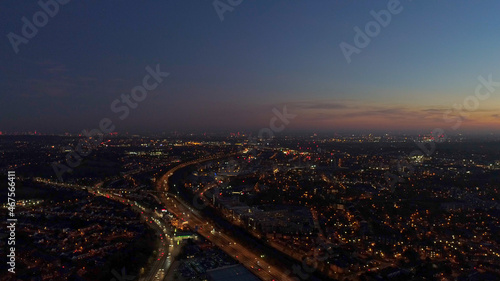 Photography Aerials North London Near Wembley Stadium, London, England, Suburban Area Sunset