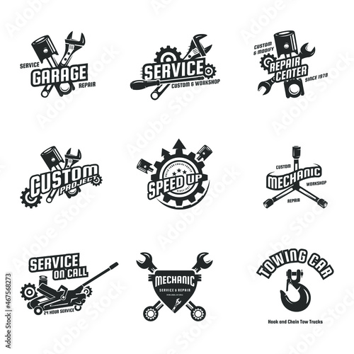 Workshop Mechanic Logo Template Collection, Mechanic Logo Vector