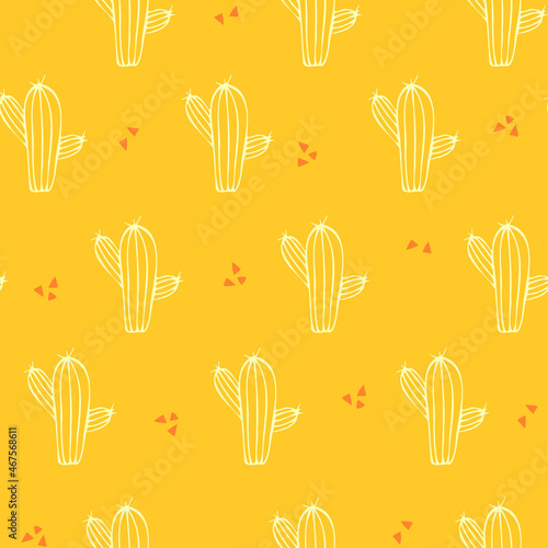 cactus seamless pattern vector desert botanica isolated repeat wallpaper yellow background © fancykeith