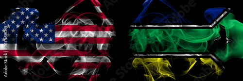 Wallpaper Mural United States of America vs Brazil, Brazilian, Amapa smoke flags placed side by side Torontodigital.ca