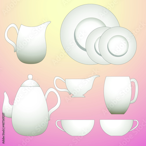 ceramic kitchenware plate teakettle cup photo