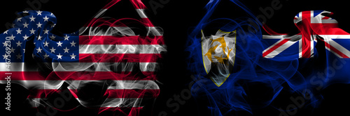 Wallpaper Mural United States of America vs British, Britain, Anguilla smoke flags placed side by side Torontodigital.ca