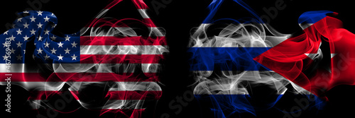 United States of America vs Cuba, Cuban smoke flags placed side by side