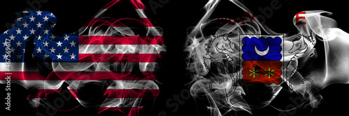 Wallpaper Mural United States of America vs France, French, Mayotte smoke flags placed side by side Torontodigital.ca