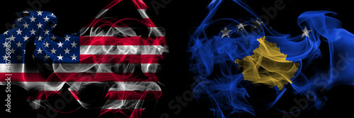 Wallpaper Mural United States of America vs Kosovo, Kosovar smoke flags placed side by side Torontodigital.ca