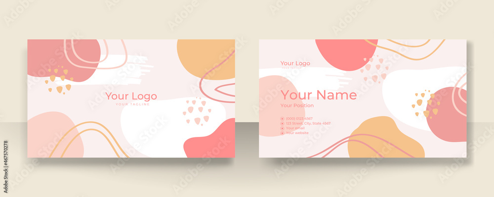 Business card design with elegant organic pattern. Modern concept with tan nude beige champagne brown soft pastel blob, liquid, floral, botanical, minimalist decoration art. Trendy Vector illustration Business card design with elegant organic pattern. Modern concept with tan nude beige champagne brown soft pastel blob, liquid, floral, botanical, minimalist decoration art. Trendy Vector illustration