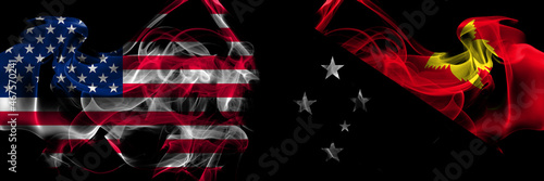 Wallpaper Mural United States of America vs Papua New Guinea smoke flags placed side by side Torontodigital.ca