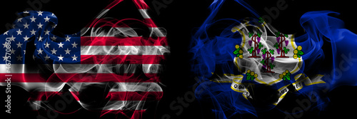 Wallpaper Mural United States of America vs United States of America, America, US, USA, American, Connecticut smoke flags placed side by side Torontodigital.ca