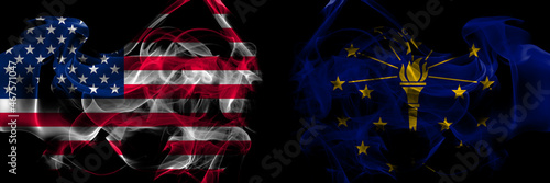 Wallpaper Mural United States of America vs United States of America, America, US, USA, American, Indiana smoke flags placed side by side Torontodigital.ca