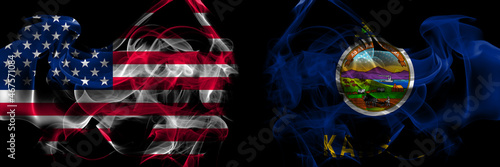 Wallpaper Mural United States of America vs United States of America, America, US, USA, American, Kansas smoke flags placed side by side Torontodigital.ca