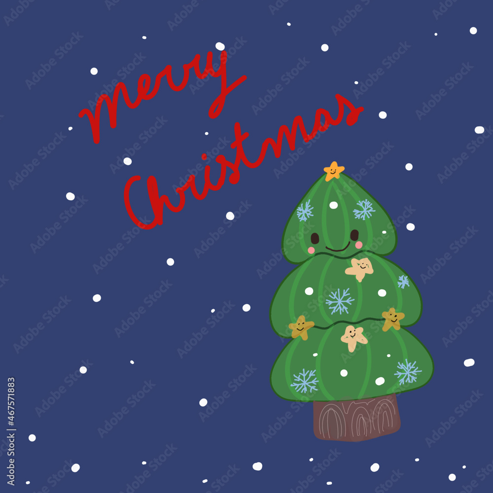 Christmas day greeting card with green Christmas tree . Christmas day greeting card with green Christmas tree .