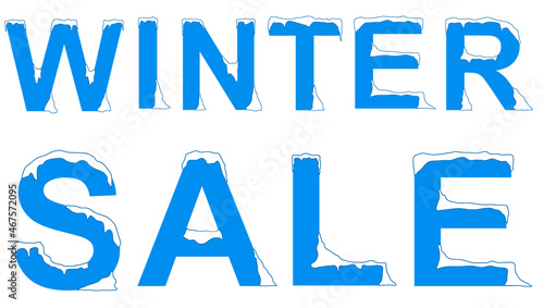 Text Winter Sale made in decorative ice letters with snow caps