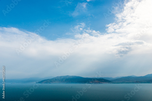 rocky coast of greek island and sea view, landscape greece view from boat