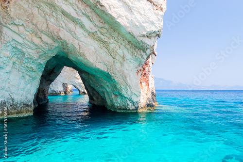 The famous Blue Caves in Zakynthos island, Greece