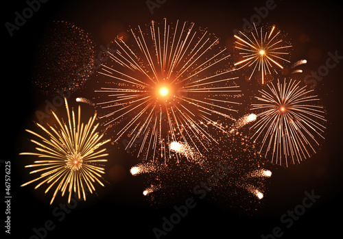 Vector holiday festival golden firework. Independence day  Christmas  New Year party