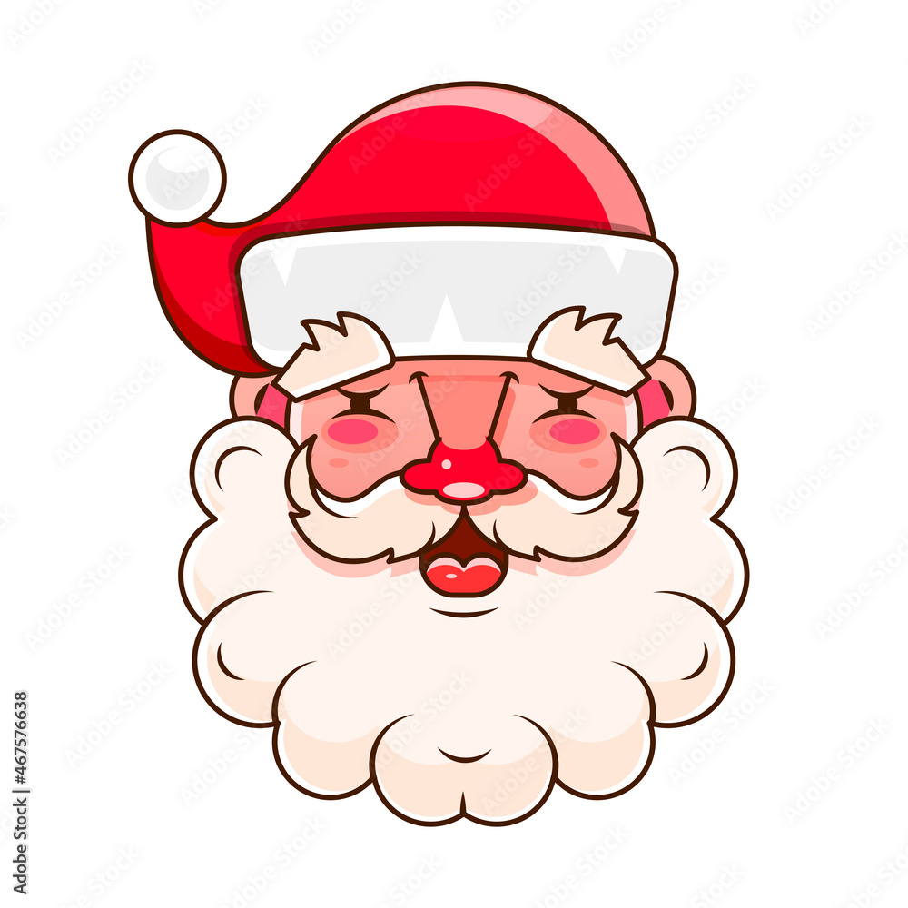 Santa Claus carrying sack full of gifts. Merry Christmas And Happy New Year