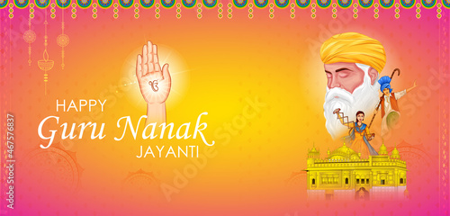 Happy Gurpurab, Guru Nanak Jayanti festival of Sikh celebration background