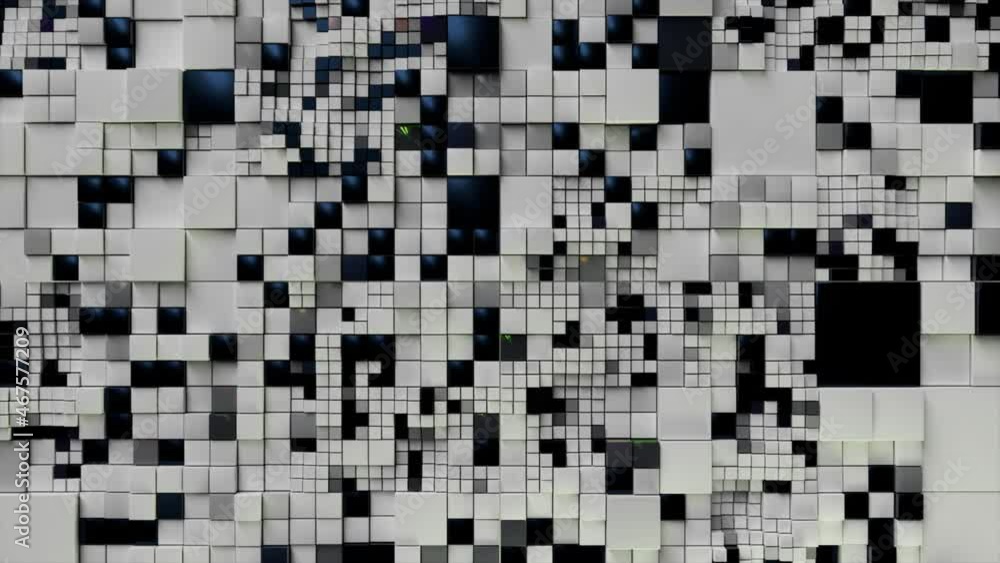 Abstract background. 3d black white cubes. Futuristic concept of network, data, digital. 3d animation of seamless loop Abstract background. 3d black white cubes. Futuristic concept of network, data, digital. 3d animation of seamless loop