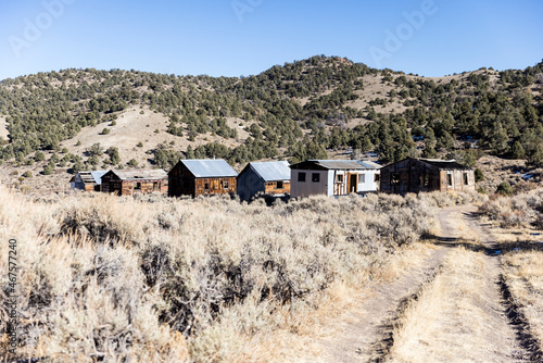 Nevada cinnabar mine and left over ghost town housing