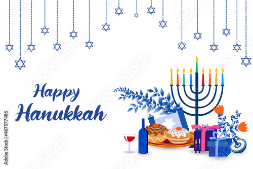 Happy Hanukkah, Jewish holiday festival greetings background
