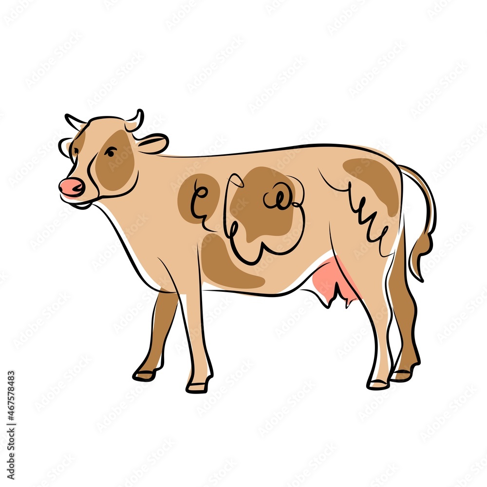 Hand-drawing cow. Cute cow. Vector illustration Hand-drawing cow. Cute cow. Vector illustration